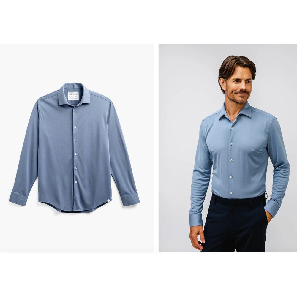 Ministry of Supply Apollo Men's Dress Shirt in City Oxford Blue